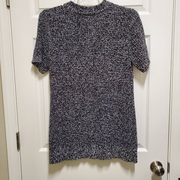 Mottled Weave Short Sleeved Button Sweater - Picture 2 of 2